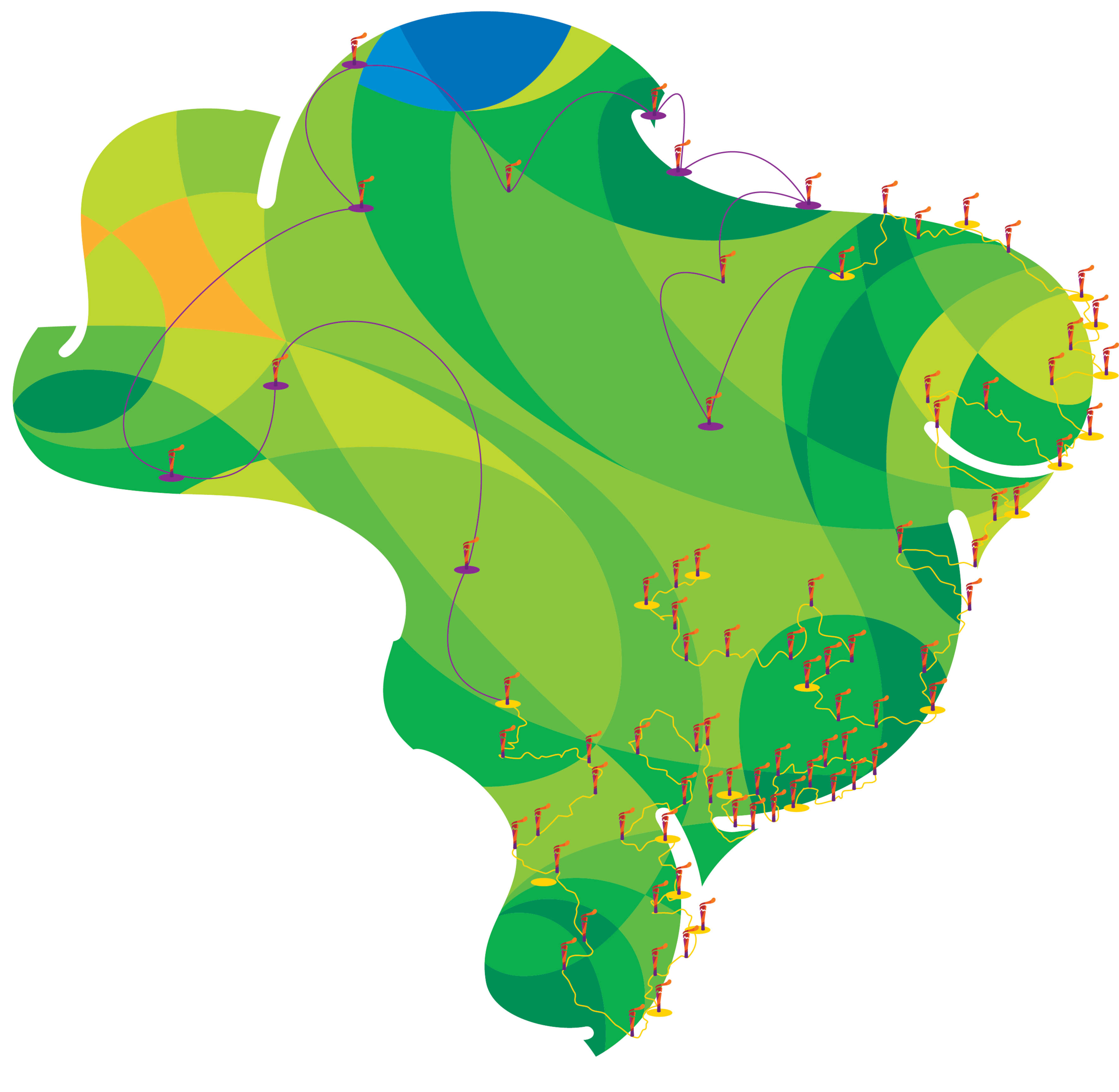 Mapa Tour Tocha Olímpica no Brasil